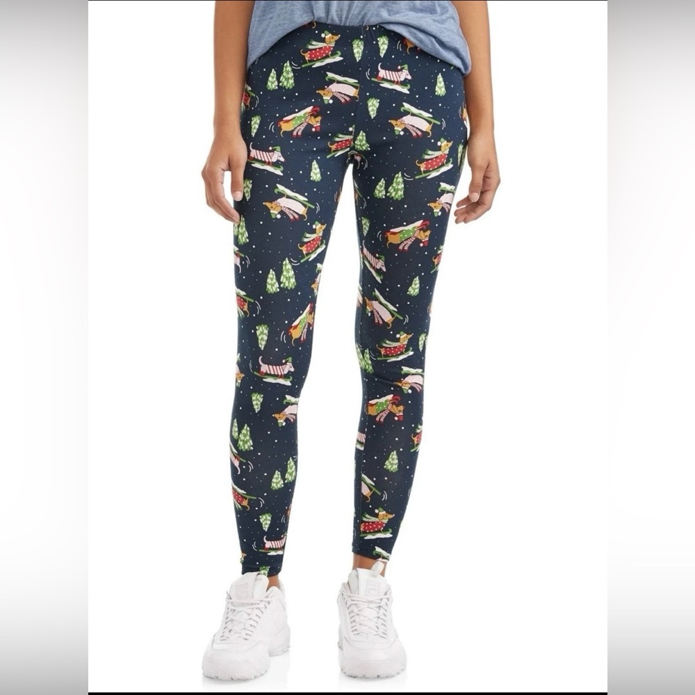 NWT No Boundaries Christmas Festive Holiday Dachshund Dog Sled Leggings XXL (19) - Picture 2 of 5